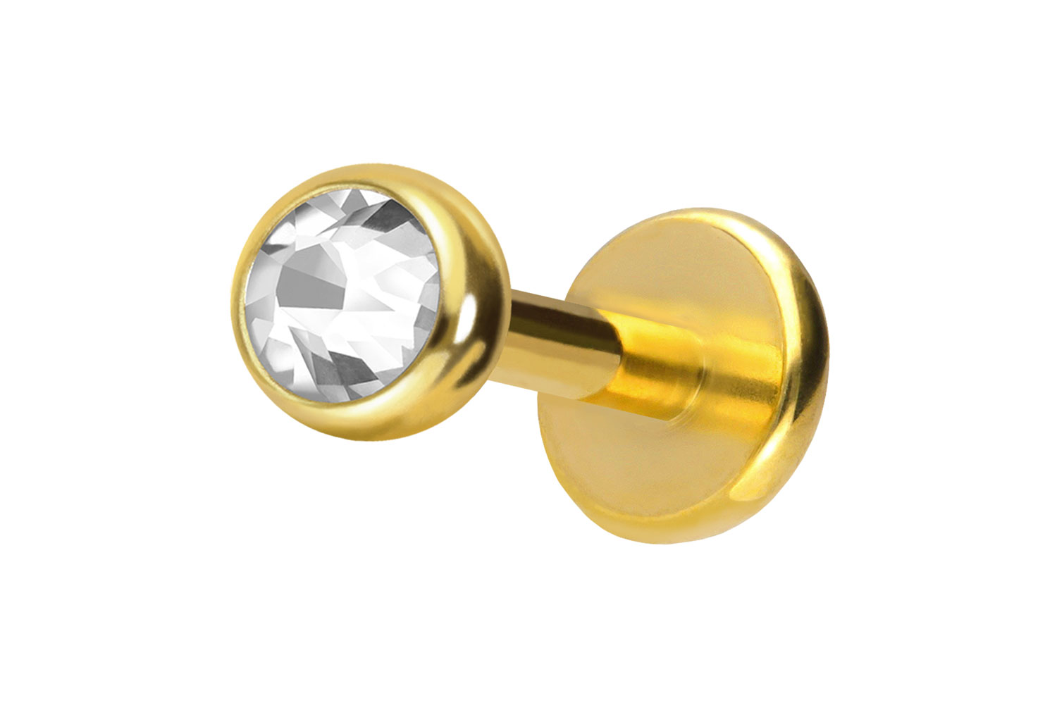 Titan Labret Piercing mit Push Fit KRISTALL